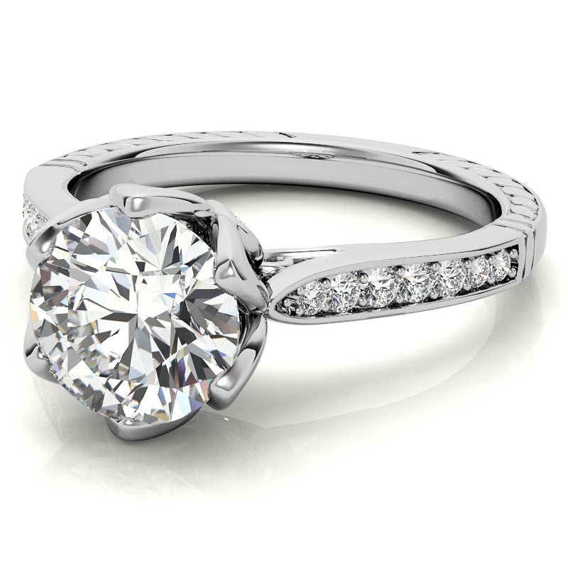 6-Prong Tulip Cathedral Round Brilliant Engagement Ring