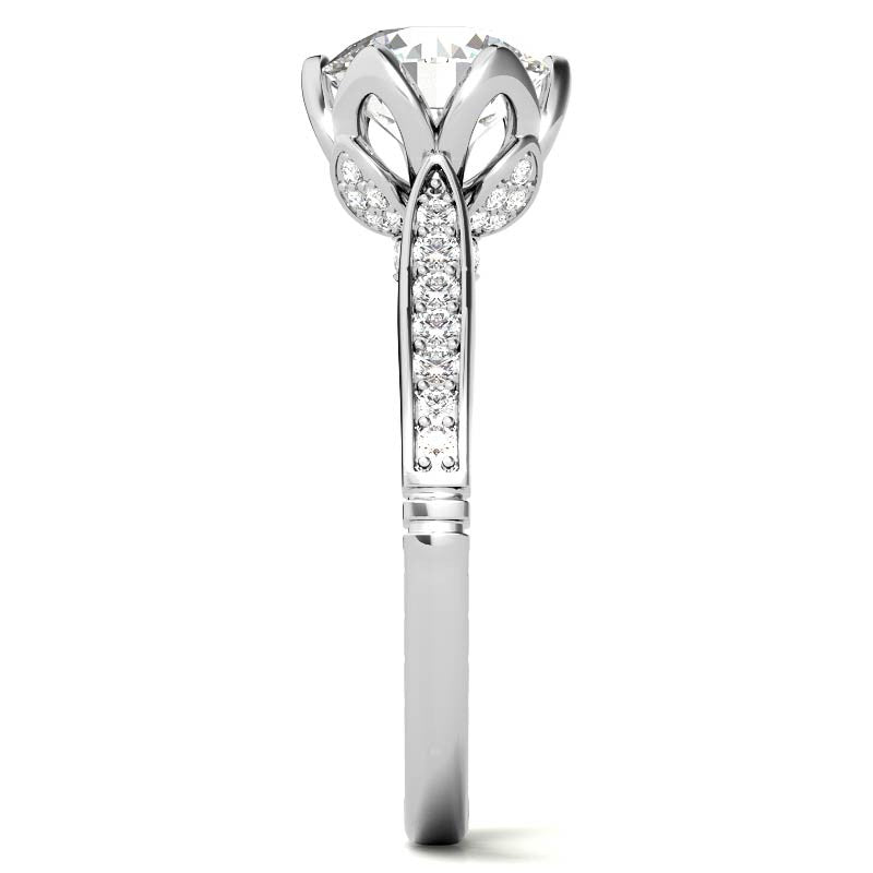 6-Prong Tulip Cathedral Round Brilliant Engagement Ring