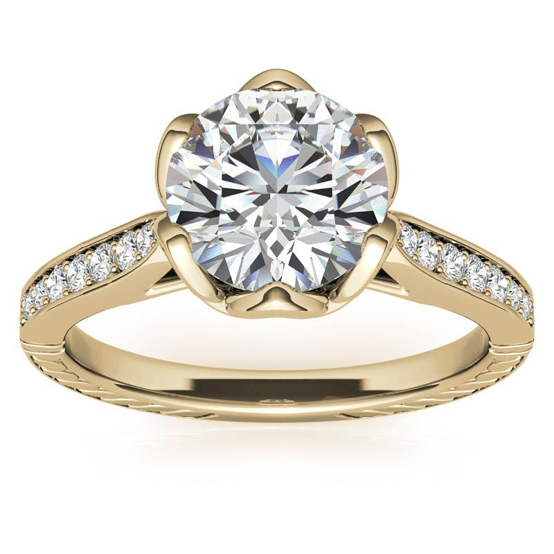 6-Prong Tulip Cathedral Round Brilliant Engagement Ring