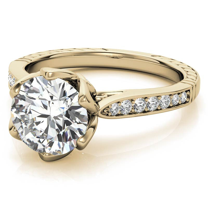 6-Prong Tulip Cathedral Round Brilliant Engagement Ring