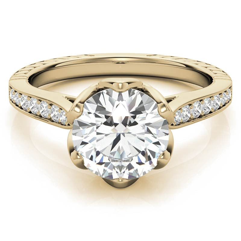 6-Prong Tulip Cathedral Round Brilliant Engagement Ring