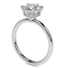 Diamond Collar 6-Prong Round Brilliant Moissanite Engagement Ring