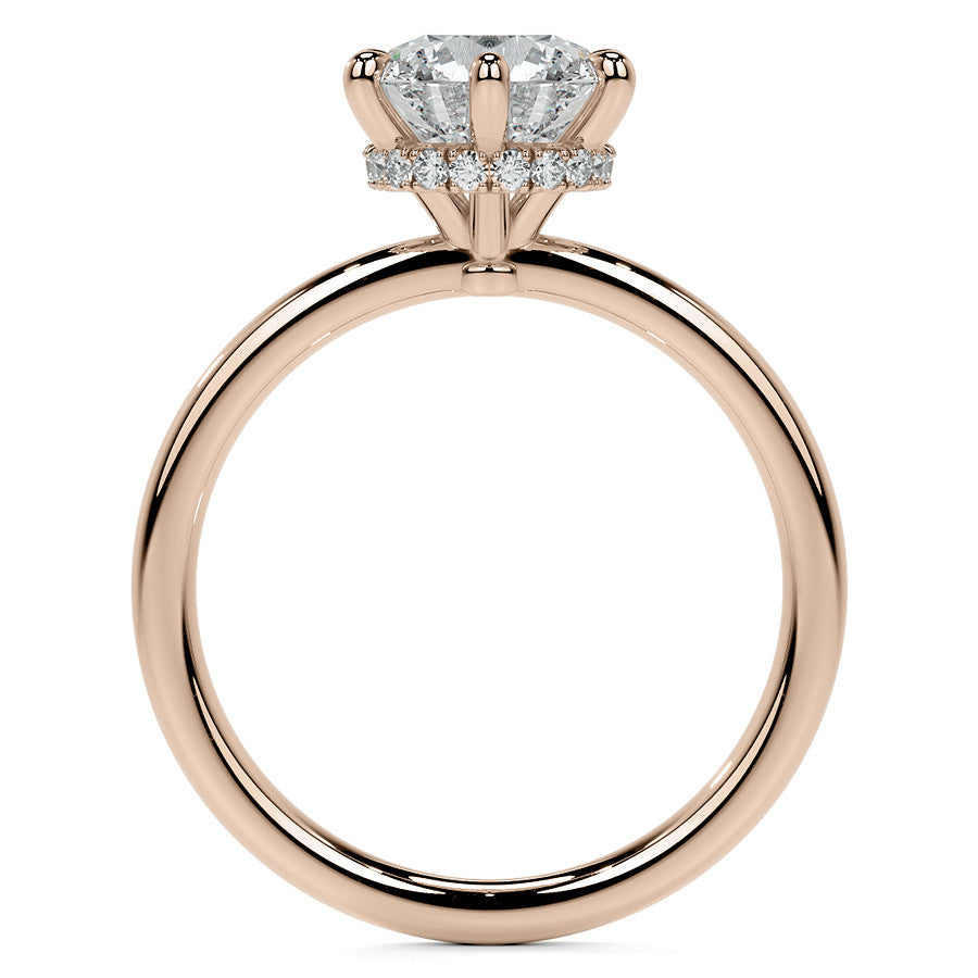 Diamond Collar 6-Prong Round Brilliant Moissanite Engagement Ring