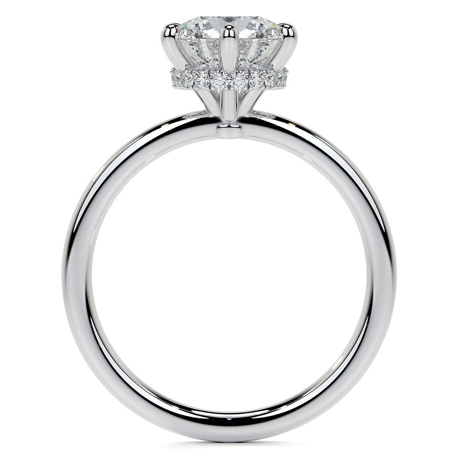Diamond Collar 6-Prong Round Brilliant Moissanite Engagement Ring
