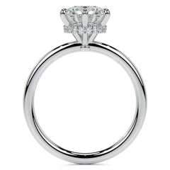 Diamond Collar 6-Prong Round Brilliant Moissanite Engagement Ring