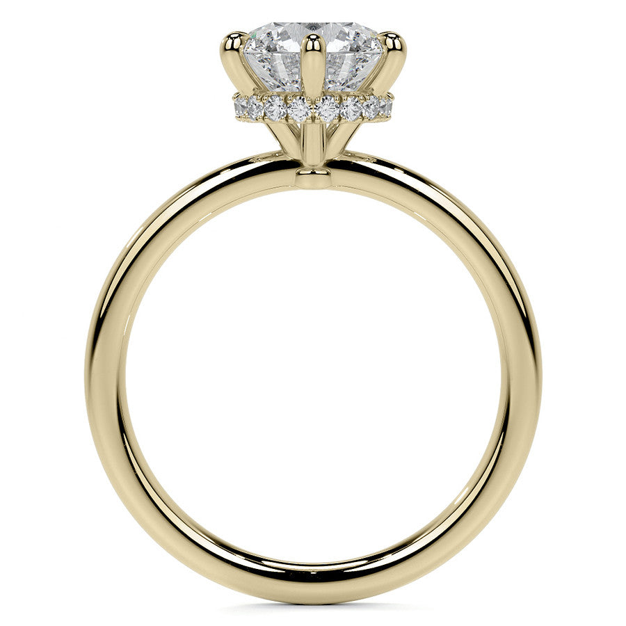 Diamond Collar 6-Prong Round Brilliant Moissanite Engagement Ring