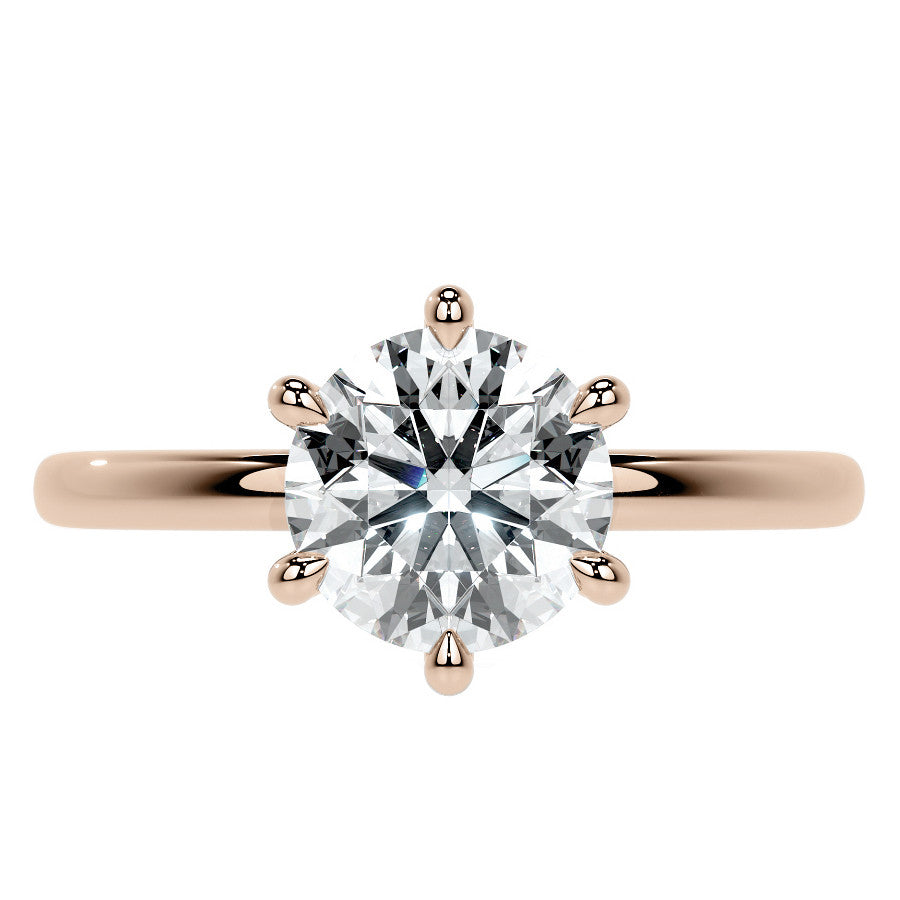 Diamond Collar 6-Prong Round Brilliant Moissanite Engagement Ring