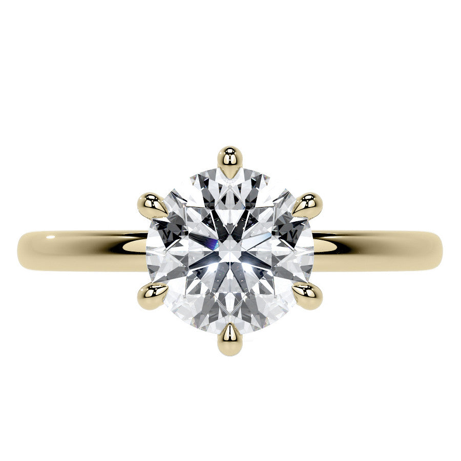 Diamond Collar 6-Prong Round Brilliant Moissanite Engagement Ring