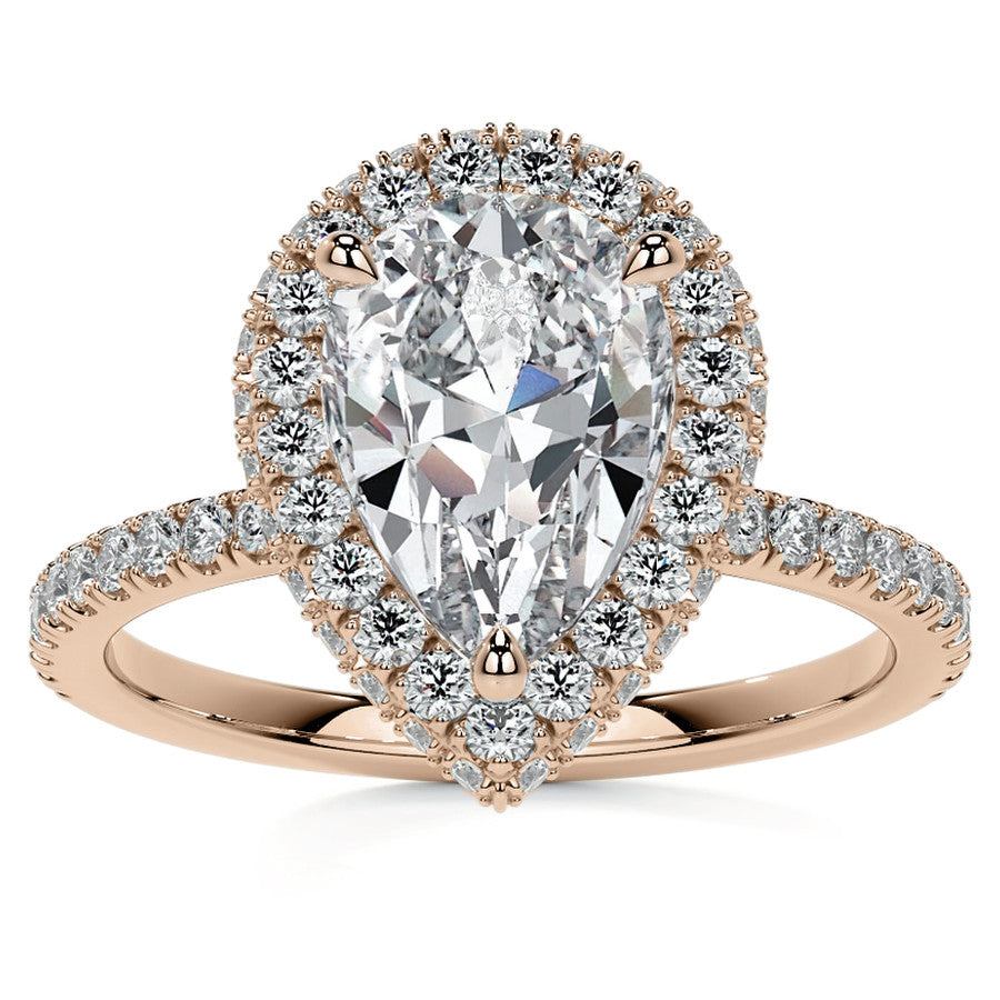 Pear Moissanite Top & Side Halo Eng Ring