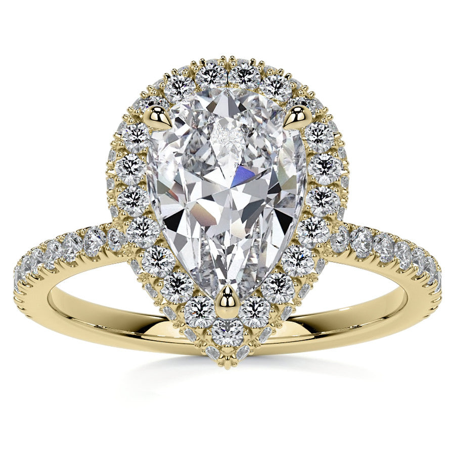 Pear Moissanite Top & Side Halo Eng Ring