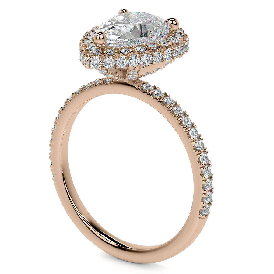 Pear Moissanite Top & Side Halo Eng Ring
