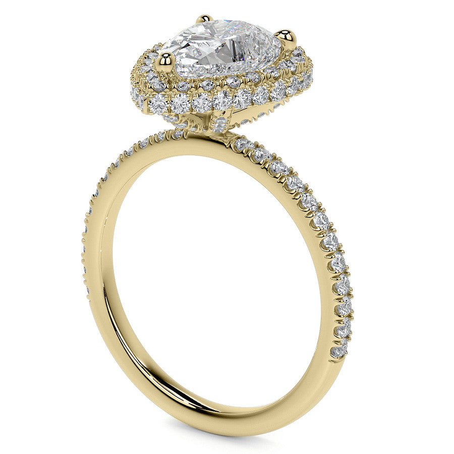 Pear Moissanite Top & Side Halo Eng Ring