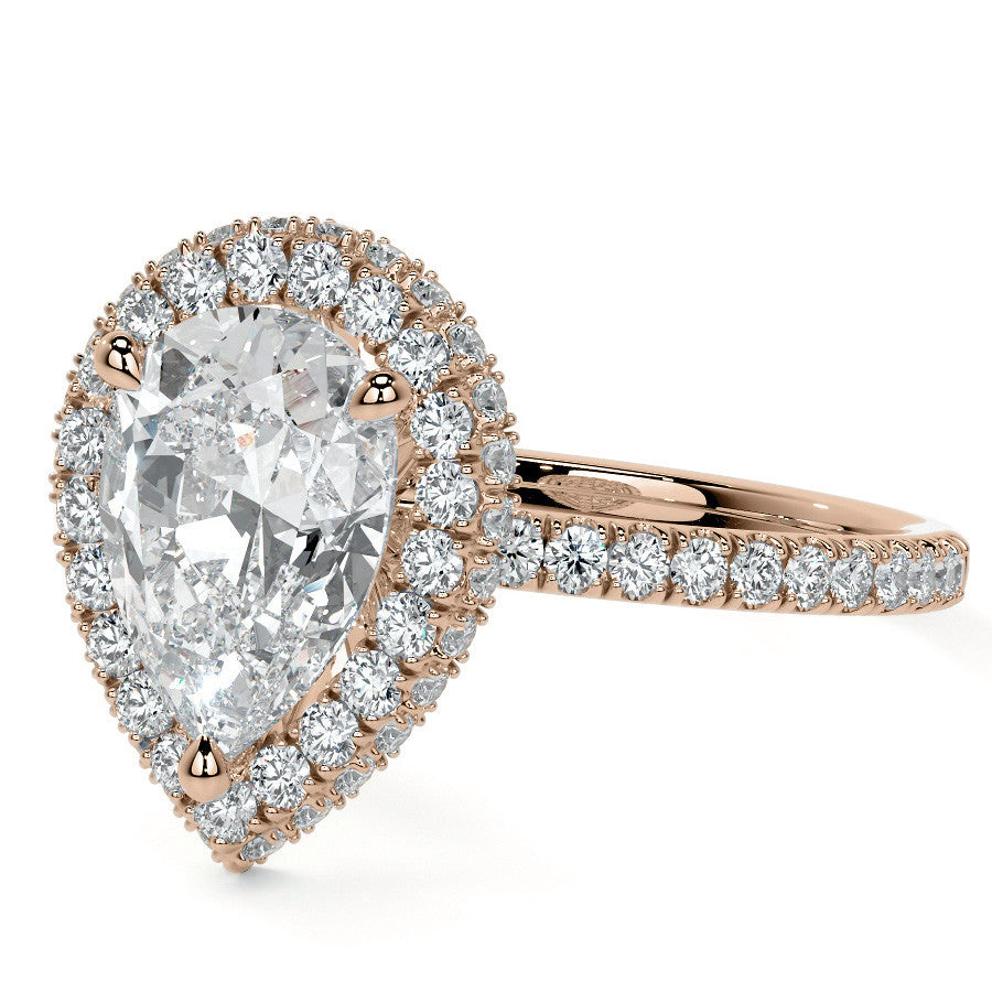 Pear Moissanite Top & Side Halo Eng Ring