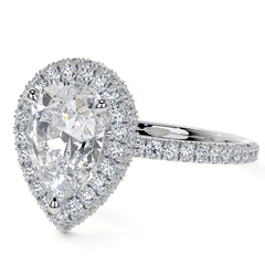 Pear Moissanite Top & Side Halo Eng Ring