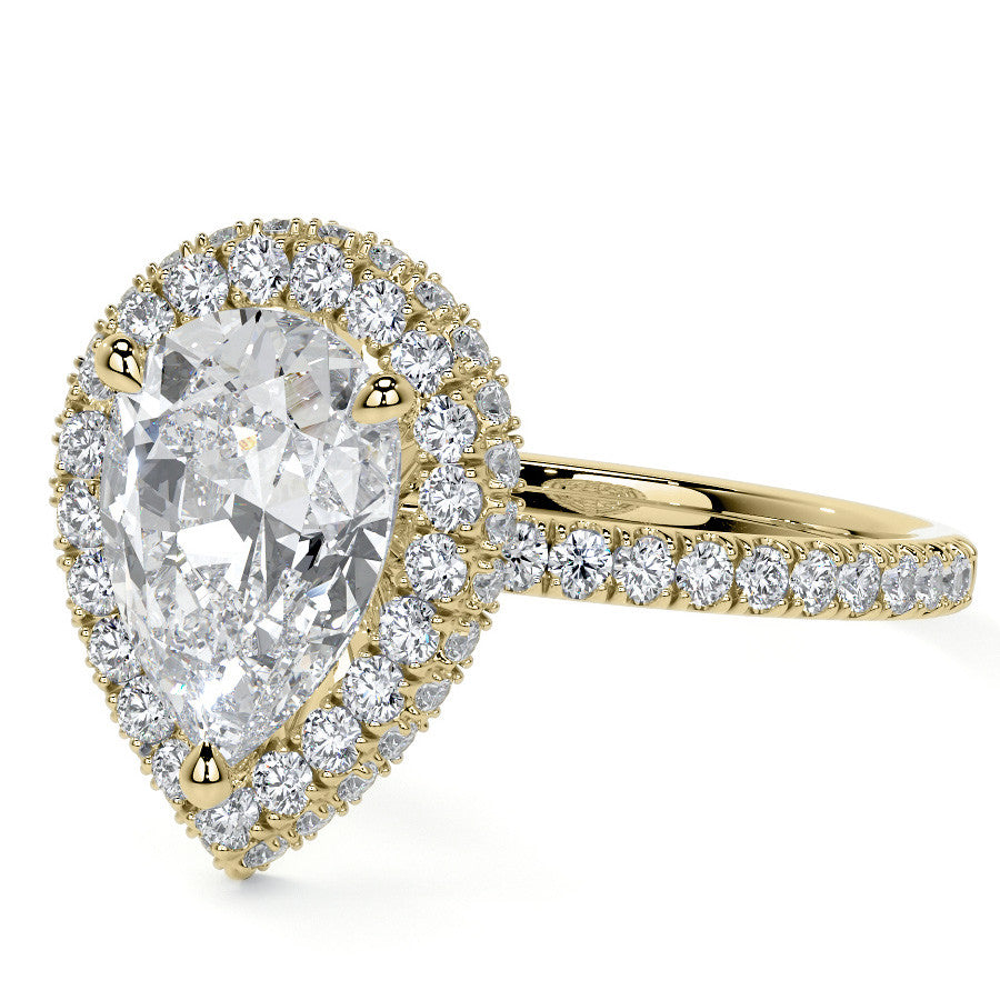 Pear Moissanite Top & Side Halo Eng Ring