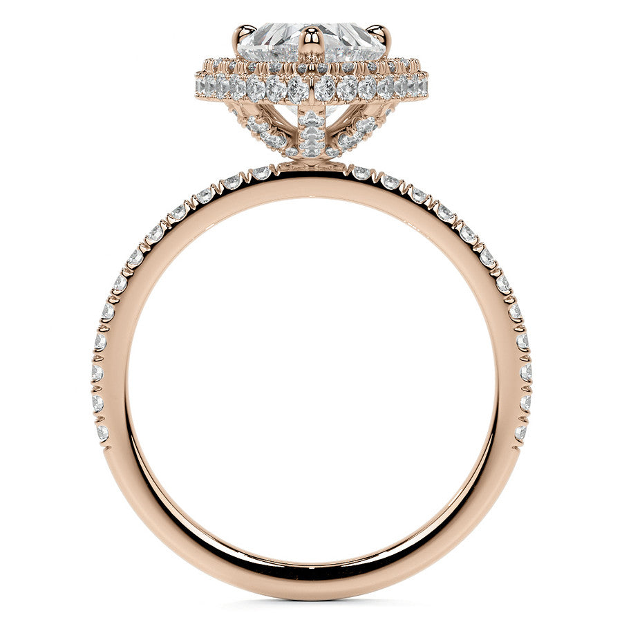 Pear Moissanite Top & Side Halo Eng Ring