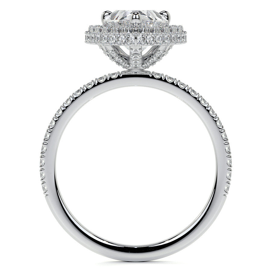 Pear Moissanite Top & Side Halo Eng Ring