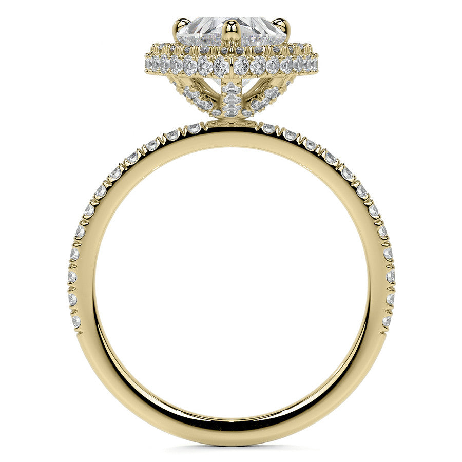 Pear Moissanite Top & Side Halo Eng Ring