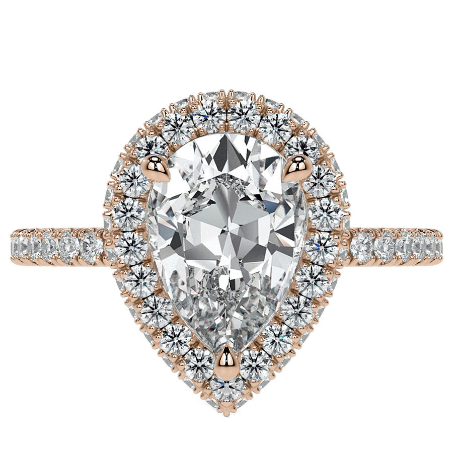 Pear Moissanite Top & Side Halo Eng Ring