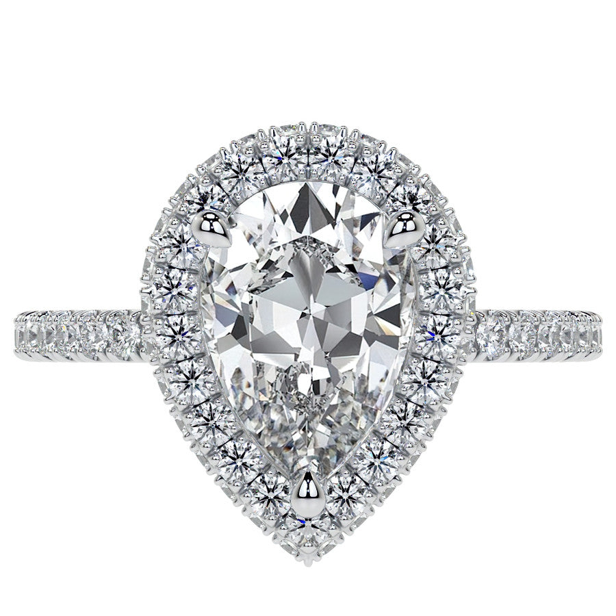 Pear Moissanite Top & Side Halo Eng Ring