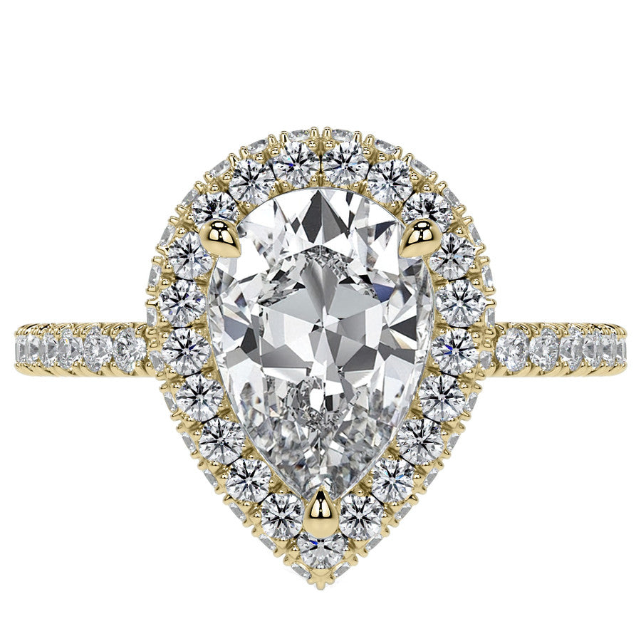 Pear Moissanite Top & Side Halo Eng Ring