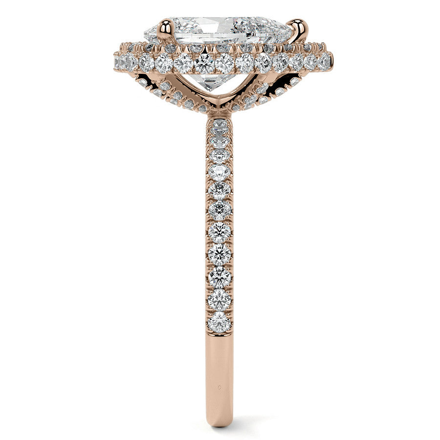Pear Moissanite Top & Side Halo Eng Ring