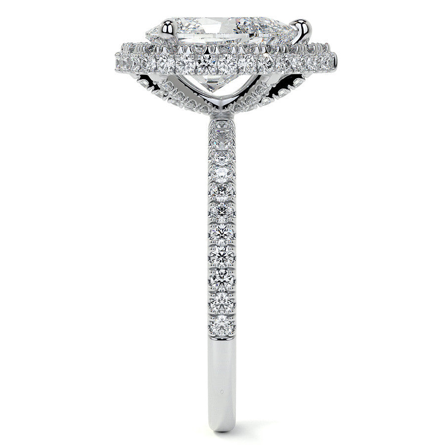 Pear Moissanite Top & Side Halo Eng Ring