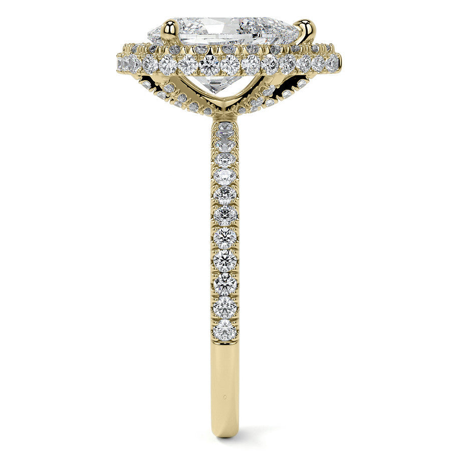 Pear Moissanite Top & Side Halo Eng Ring