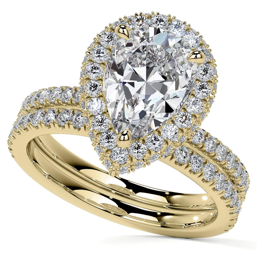 Pear Moissanite Top & Side Halo Eng Ring