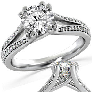 Round Trellis Split Shank Moissanite Engagement Ring
