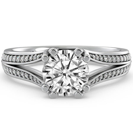 Round Trellis Split Shank Moissanite Engagement Ring
