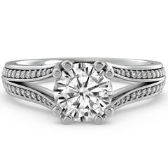 Round Trellis Split Shank Moissanite Engagement Ring