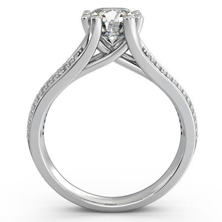 Round Trellis Split Shank Moissanite Engagement Ring