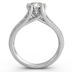 Round Trellis Split Shank Moissanite Engagement Ring