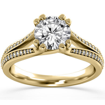Round Trellis Split Shank Moissanite Engagement Ring