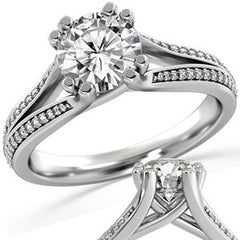 Round Trellis Split Shank Moissanite Engagement Ring