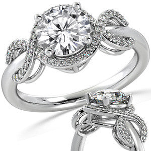 Round Ribbon Halo Moissanite Engagement Ring