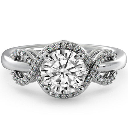Round Ribbon Halo Moissanite Engagement Ring