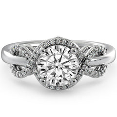 Round Ribbon Halo Moissanite Engagement Ring