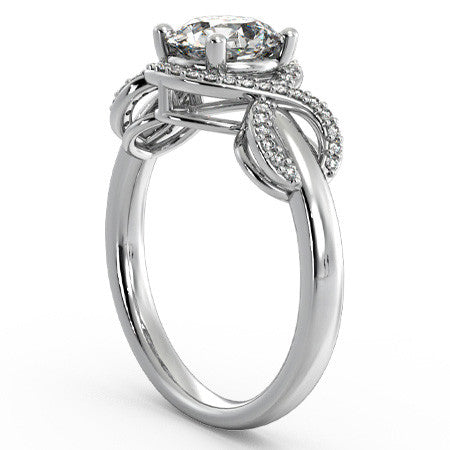 Round Ribbon Halo Moissanite Engagement Ring