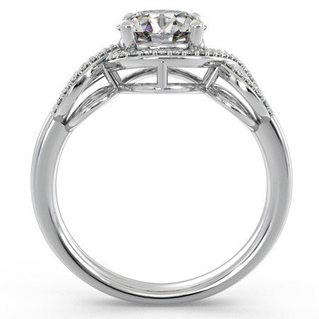 Round Ribbon Halo Moissanite Engagement Ring