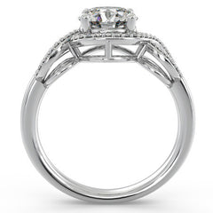 Round Ribbon Halo Moissanite Engagement Ring