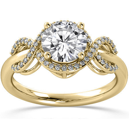 Round Ribbon Halo Moissanite Engagement Ring