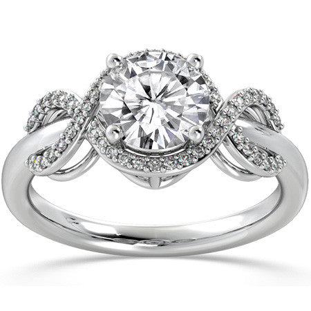 Round Ribbon Halo Moissanite Engagement Ring