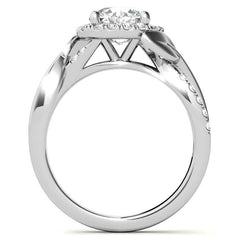 Floral Cathedral Halo Round Brilliant Engagement Ring