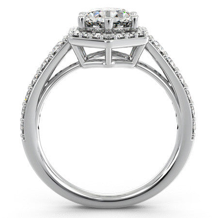 Hexagon Shaped Halo Moissanite Engagement Ring