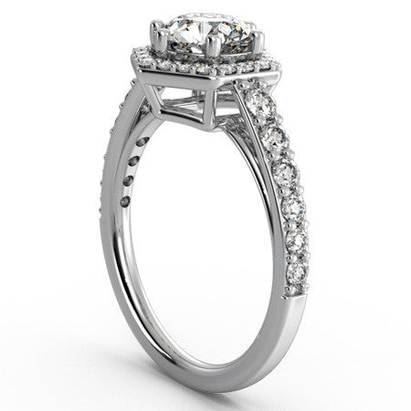 Hexagon Shaped Halo Moissanite Engagement Ring