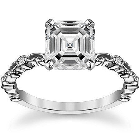 Scroll Diamond Bezel Engagement Ring