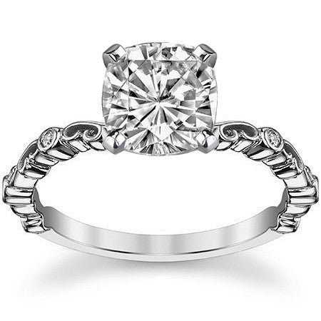 Scroll Diamond Bezel Engagement Ring