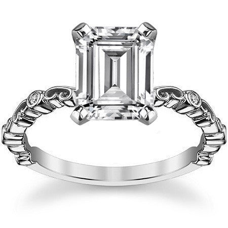 Scroll Diamond Bezel Engagement Ring